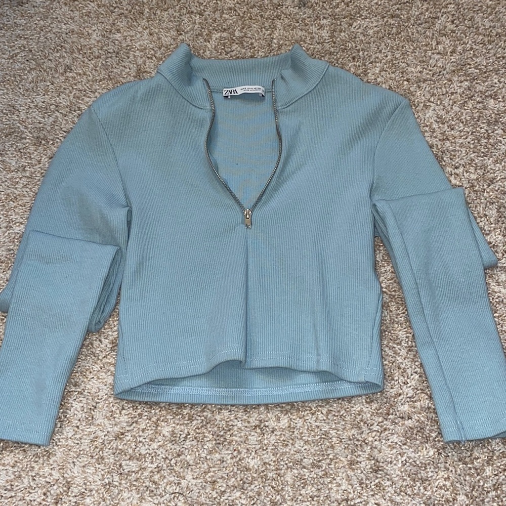 Zara ribbed crewnecj crop top